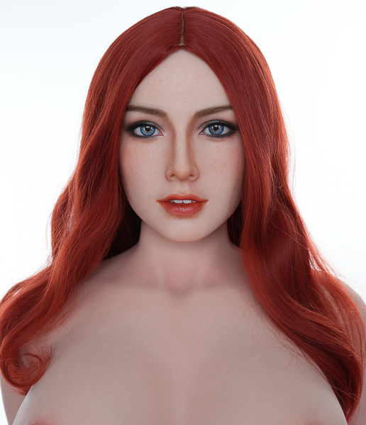 Red long curly hair